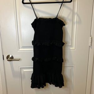 Black mini dress with ruffles